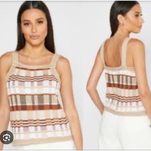 Banana Republic Plaid Cropped Boho Sweater Tank - Picture 2 of 6